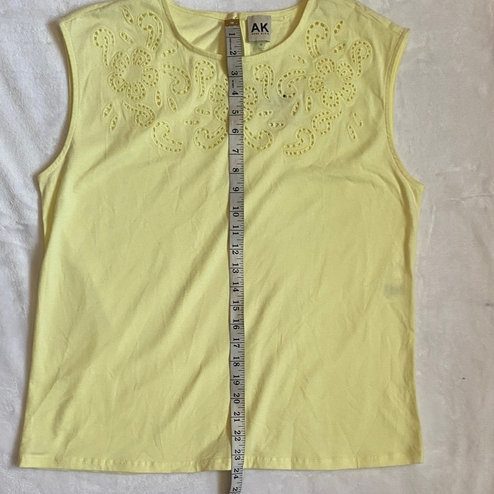 ANNE KLEIN Elegant Yellow Eyelet Women's Top
